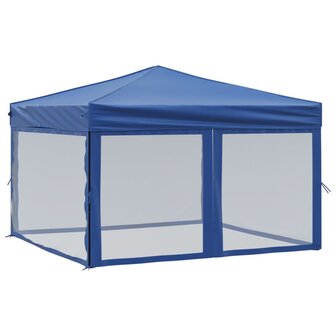 Partytent inklapbaar met zijwanden 3x3 m blauw