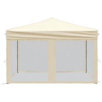 Partytent inklapbaar met zijwanden 3x3 m cr&egrave;mekleurig
