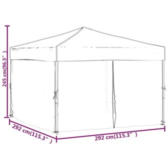 Partytent inklapbaar met zijwanden 3x3 m antracietkleurig
