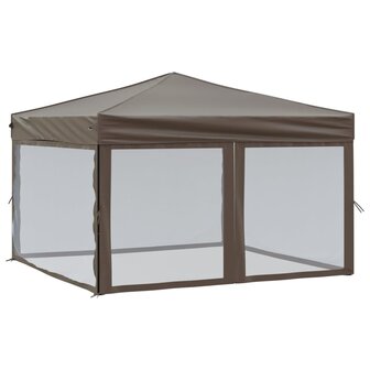Partytent inklapbaar met zijwanden 3x3 m taupe