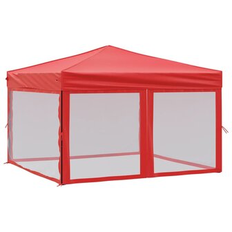 Partytent inklapbaar met zijwanden 3x3 m rood