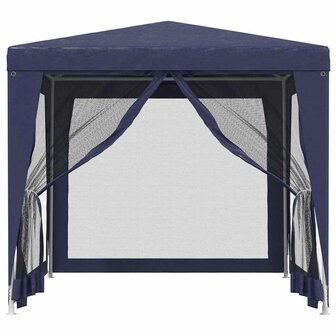 Partytent met 4 mesh zijwanden 2,5x2,5 m HDPE blauw