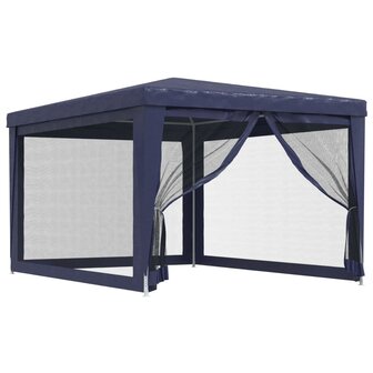 Partytent met 4 mesh zijwanden 3x4 m HDPE blauw