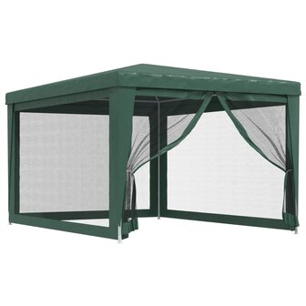 Partytent met 4 mesh zijwanden 3x4 m HDPE groen