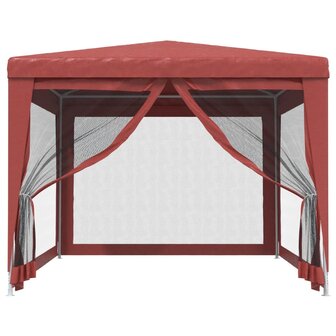 Partytent met 4 mesh zijwanden 3x4 m HDPE rood
