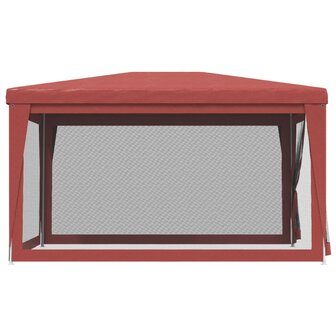 Partytent met 4 mesh zijwanden 3x4 m HDPE rood