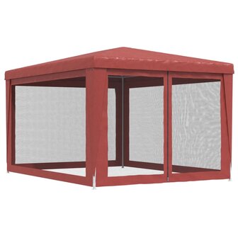 Partytent met 4 mesh zijwanden 3x4 m HDPE rood