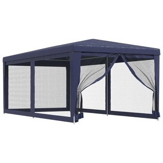 Partytent met 6 mesh zijwanden 3x6 m HDPE blauw