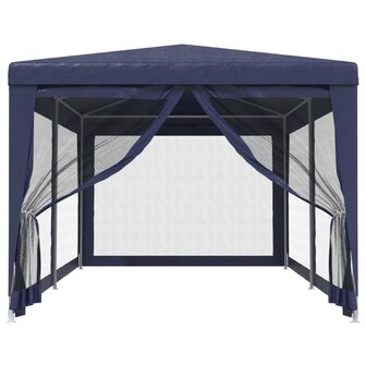 Partytent met 6 mesh zijwanden 3x6 m HDPE blauw