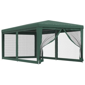 Partytent met 6 mesh zijwanden 3x6 m HDPE groen