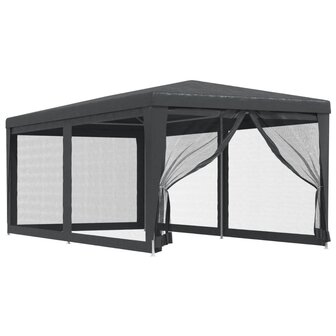 Partytent met 6 mesh zijwanden 3x6 m HDPE antracietkleurig