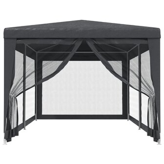 Partytent met 6 mesh zijwanden 3x6 m HDPE antracietkleurig