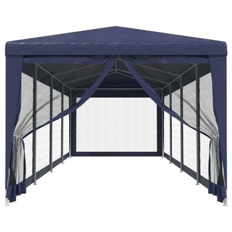 Partytent met 10 mesh zijwanden 3x12 m HDPE blauw