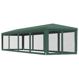 Partytent met 10 mesh zijwanden 3x12 m HDPE groen
