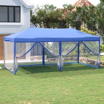 Partytent inklapbaar met zijwanden 3x6 m blauw