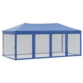 Partytent inklapbaar met zijwanden 3x6 m blauw