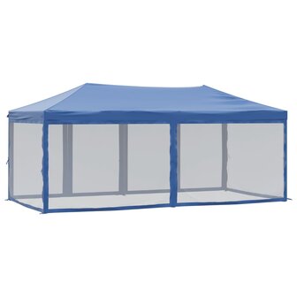 Partytent inklapbaar met zijwanden 3x6 m blauw