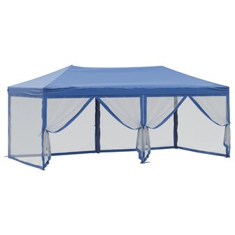 Partytent inklapbaar met zijwanden 3x6 m blauw