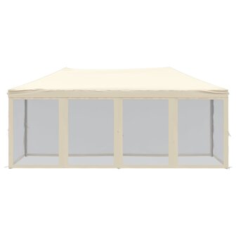 Partytent inklapbaar met zijwanden 3x6 m cr&egrave;mekleurig