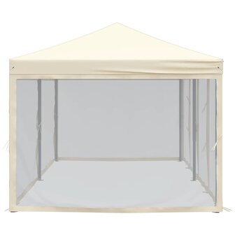 Partytent inklapbaar met zijwanden 3x6 m cr&egrave;mekleurig