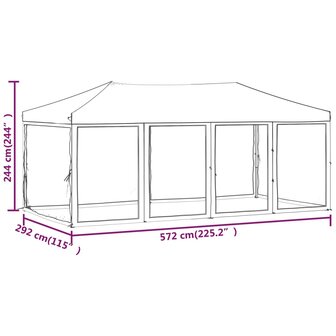 Partytent inklapbaar met zijwanden 3x6 m cr&egrave;mekleurig