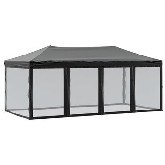 Partytent inklapbaar met zijwanden 3x6 m zwart