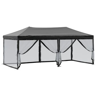 Partytent inklapbaar met zijwanden 3x6 m zwart
