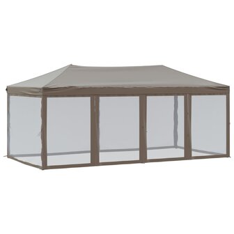 Partytent inklapbaar met zijwanden 3x6 m taupe