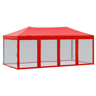 Partytent inklapbaar met zijwanden 3x6 m rood