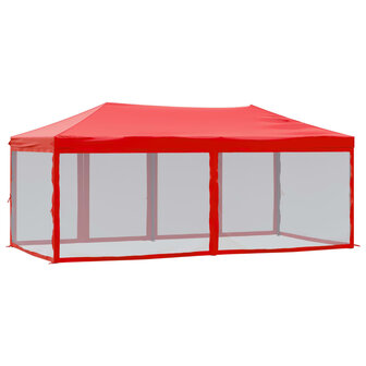Partytent inklapbaar met zijwanden 3x6 m rood