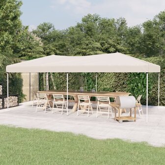 Partytent inklapbaar 3x6 m cr&egrave;mekleurig