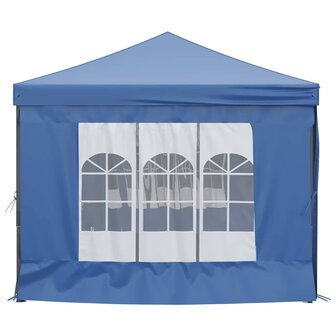 Partytent inklapbaar met zijwanden 3x6 m blauw