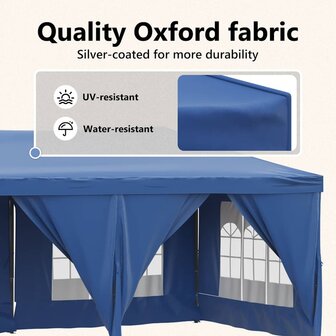 Partytent inklapbaar met zijwanden 3x6 m blauw