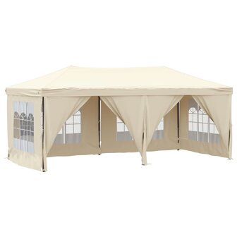 Partytent inklapbaar met zijwanden 3x6 m cr&egrave;mekleurig