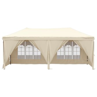 Partytent inklapbaar met zijwanden 3x6 m cr&egrave;mekleurig
