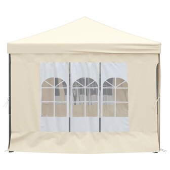 Partytent inklapbaar met zijwanden 3x6 m cr&egrave;mekleurig