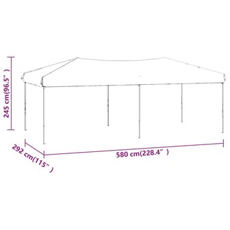 Partytent inklapbaar met zijwanden 3x6 m cr&egrave;mekleurig