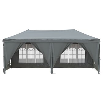 Partytent inklapbaar met zijwanden 3x6 m antracietkleurig
