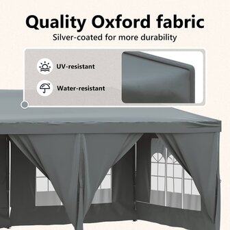 Partytent inklapbaar met zijwanden 3x6 m antracietkleurig