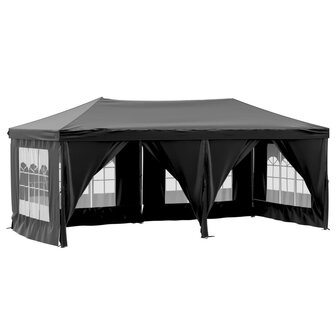 Partytent inklapbaar met zijwanden 3x6 m zwart