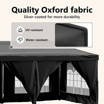 Partytent inklapbaar met zijwanden 3x6 m zwart