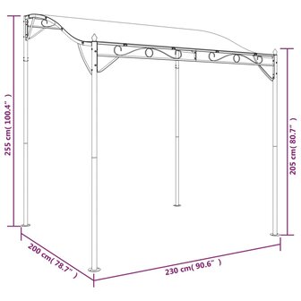 Luifel 2x2,3 m 180 g/m&sup2; stof en staal cr&egrave;mekleurig