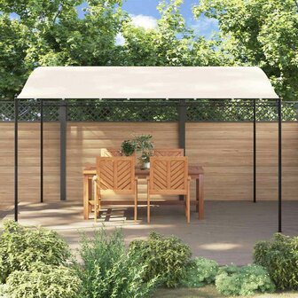Luifel 4x3 m 180 g/m&sup2; stof en staal cr&egrave;mekleurig