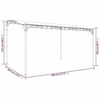 Luifel 4x3 m 180 g/m&sup2; stof en staal cr&egrave;mekleurig