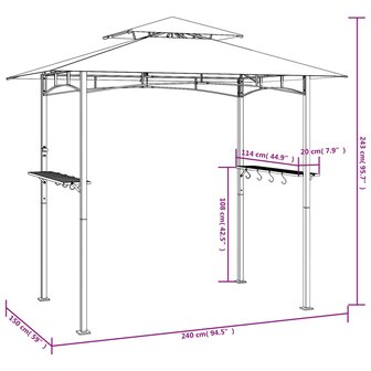 Barbecue-overkapping 240x150x243 cm staal antracietkleurig