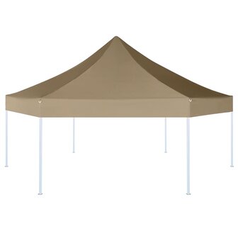 Partytent inklapbaar zeshoekig 3,6x3,1 m taupe 220 g/m&sup2;