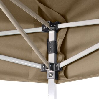 Partytent inklapbaar zeshoekig 3,6x3,1 m taupe 220 g/m&sup2;