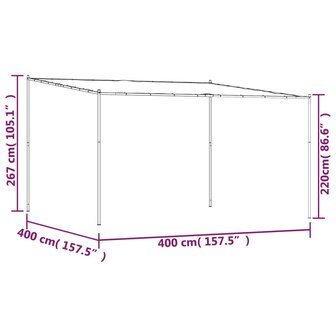 Prieel 4x4 m 180 g/m&sup2; stof en staal antracietkleurig