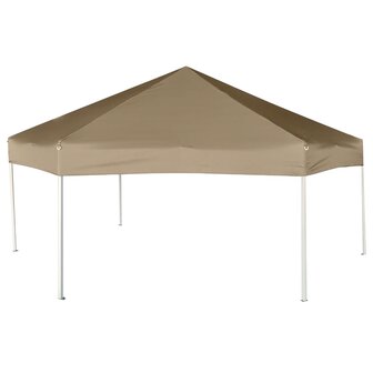 Partytent met wanden zeshoekig 3,6x3,1 m taupe 220 g/m&sup2;