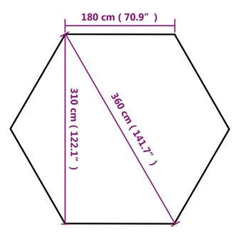 Partytent met wanden zeshoekig 3,6x3,1 m taupe 220 g/m&sup2;
